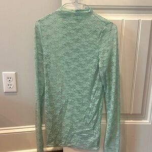 Chic Lace Long Sleeve Blouse - Light Green